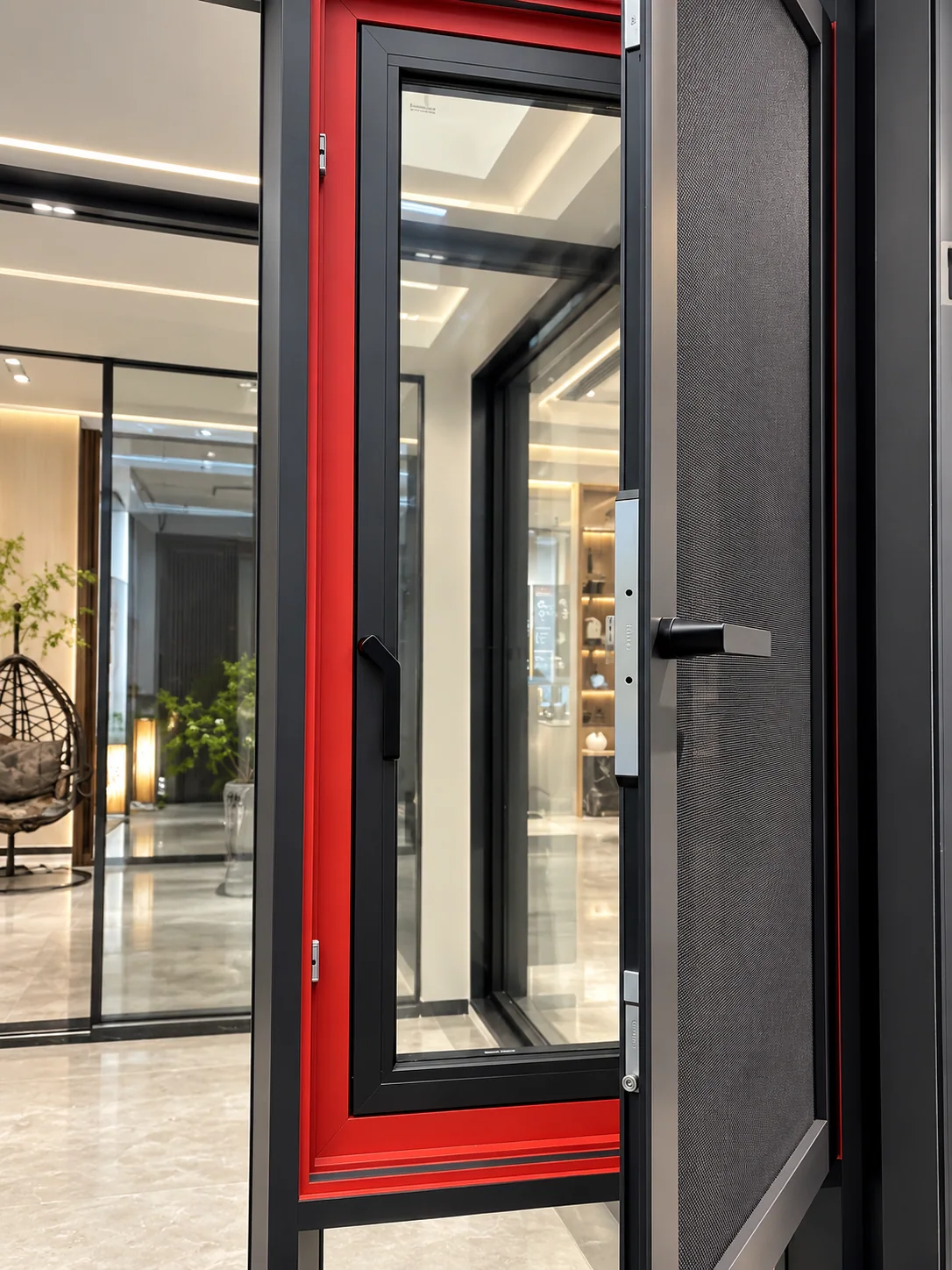 Open aluminium casement-window sample; location and rating are not identified.