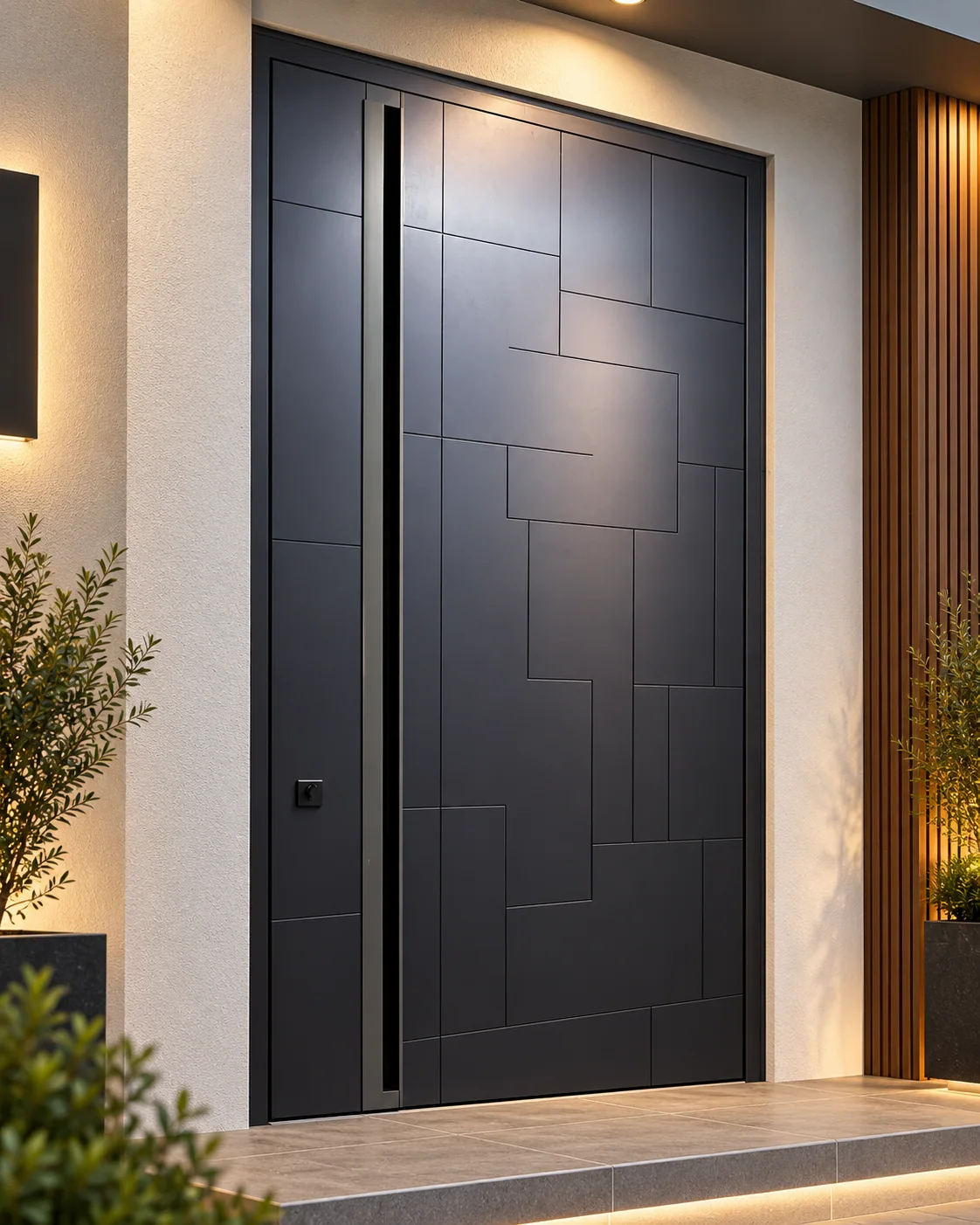 A second photographed entry-door panel design shown as a sample