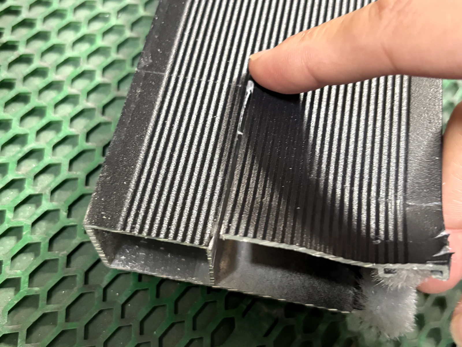 Photographed aluminium profile edge detail